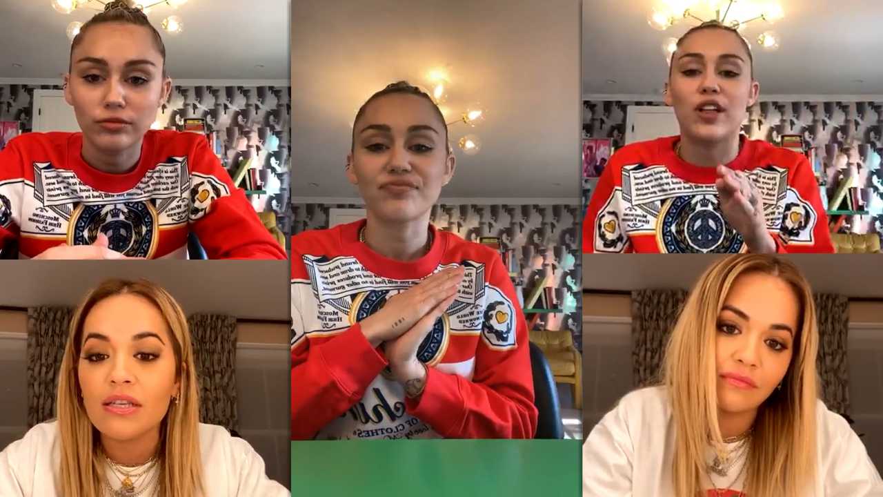 Miley Cyrus #BrightMinded Instagram Live Stream with Rita Ora from March 19th 2020.