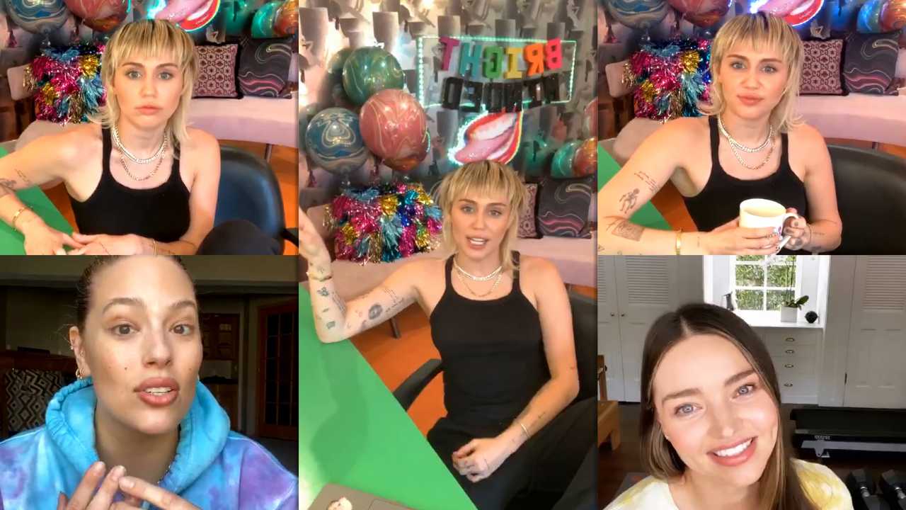 Miley Cyrus #BrightMinded Instagram Live Stream with Miranda Keer & Ashley Graham from March 31th 2020.