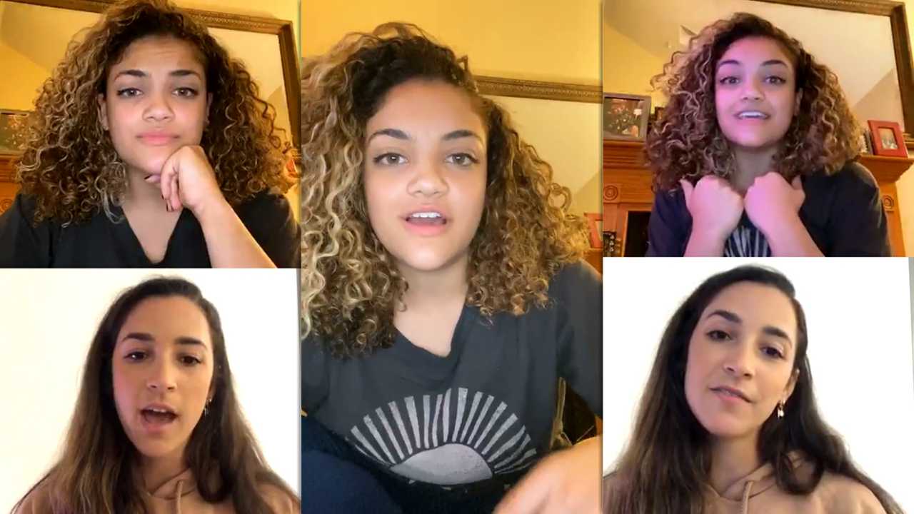Laurie Hernandez's Instagram Live Stream from with Aly Raisman April 13th 2020.
