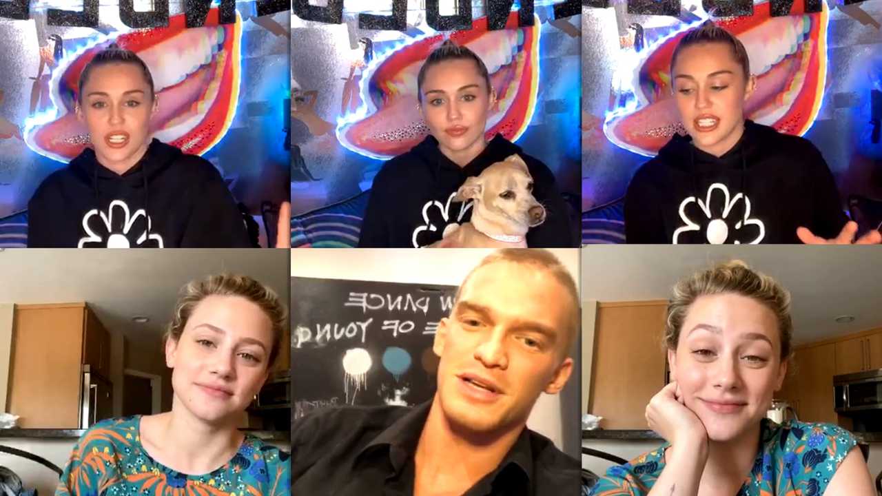 Miley Cyrus #BrightMinded Instagram Live Stream with Lili Reinhart & Cody Simpson from April 2nd 2020.