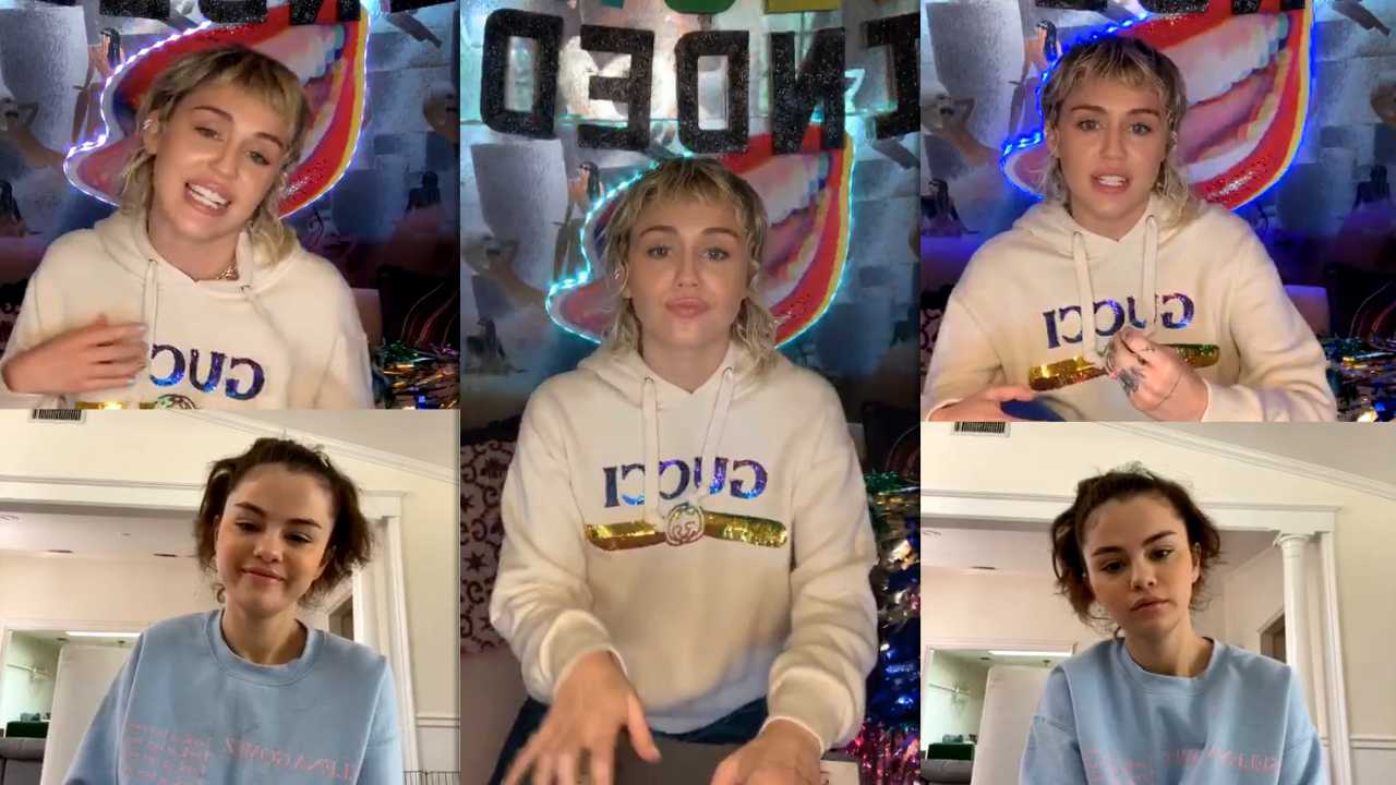 Miley Cyrus #BrightMinded Instagram Live Stream with Selena Gomez from April 3rd 2020.