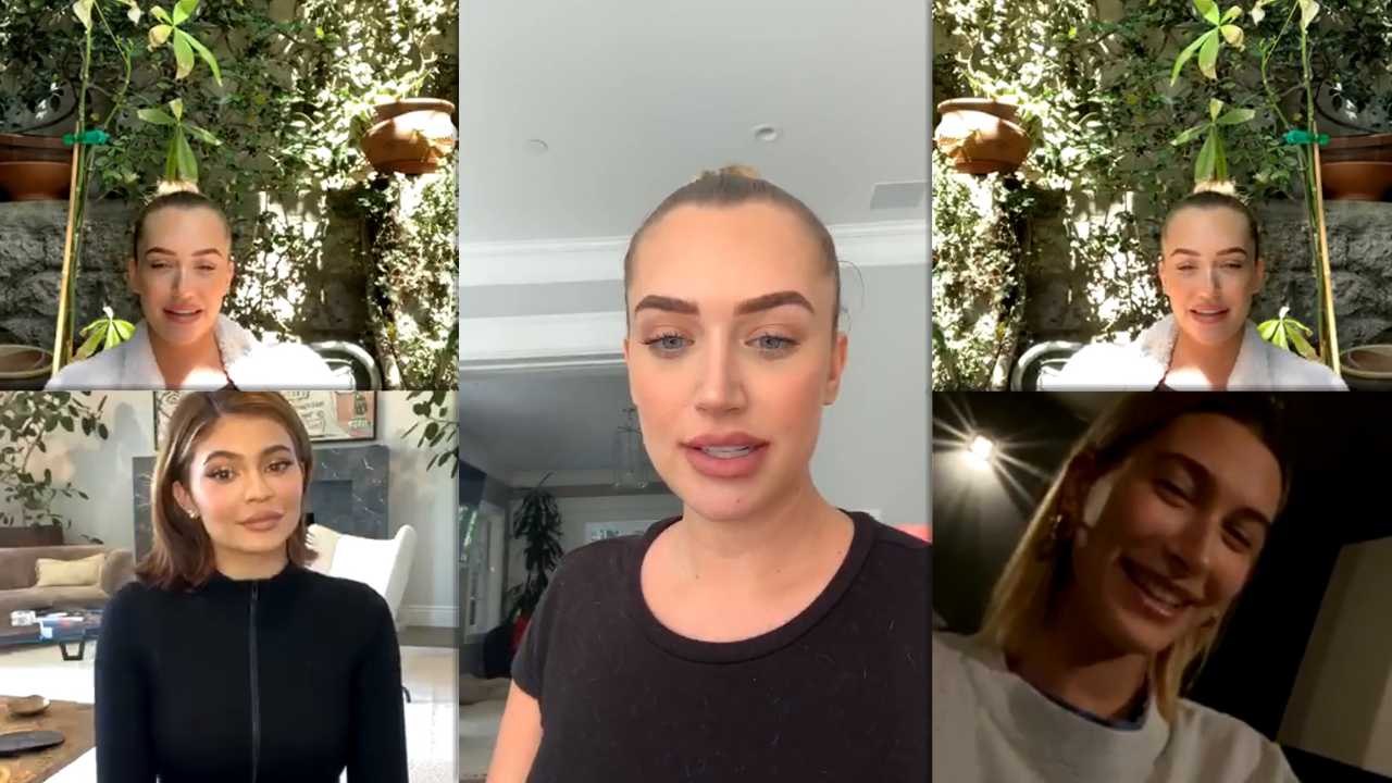Anastasia Karanikolaou aka Stassiebaby's Instagram Live Stream with Kylie Jenner & Hailey Baldwin-Bieber from April 3rd 2020.