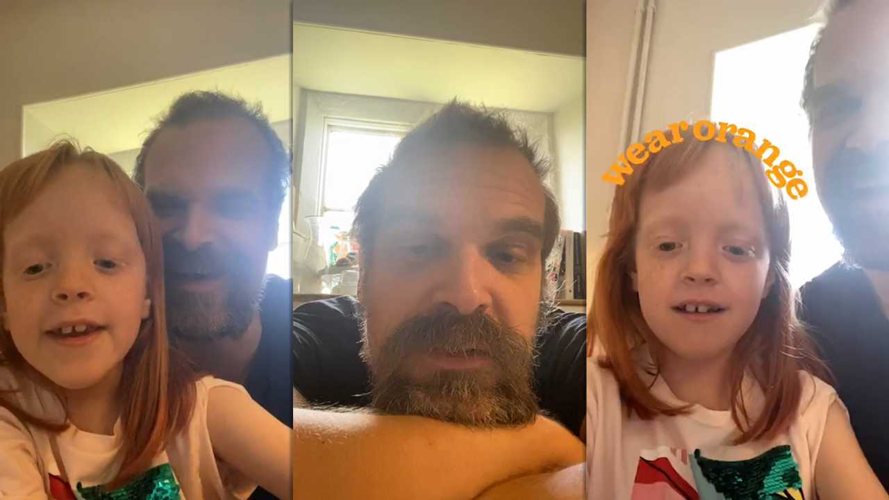 David Harbour's Instagram Live Stream with Lily Allen's Daughter Ethel from May22 22th 2020.