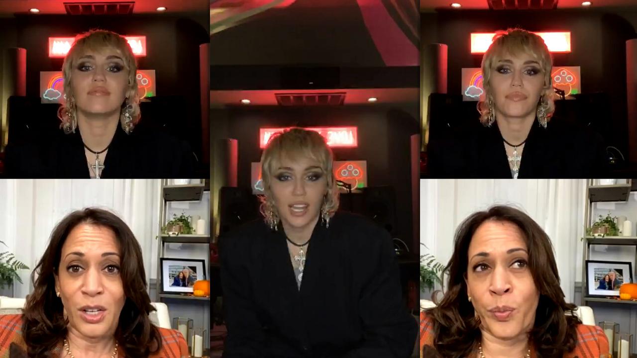 Miley Cyrus Instagram Live Stream with Kamala Harris from October 22th 2020.
