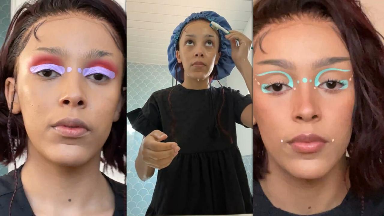 Doja Cat Does Makeup Tutorial on Instagram Live Stream from April 27th 2021.