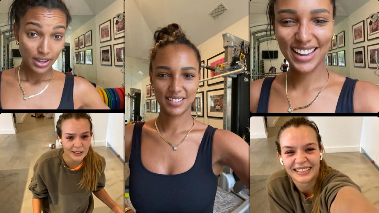 Jasmine Tookes's Workout Live Stream on Instagram with Josephine Skriver from September 16th 2021.