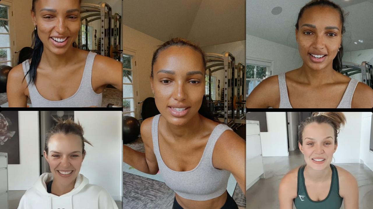 Jasmine Tookes's Workout Live Stream on Instagram with Josephine Skriver from December 15th 2021.