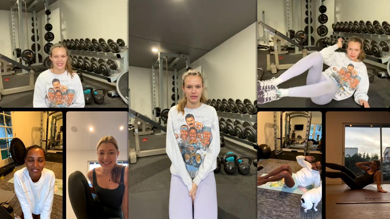 Josephine Skriver's Workout Live Stream on Instagram with Jasmine Tookes from January 12th 2021.